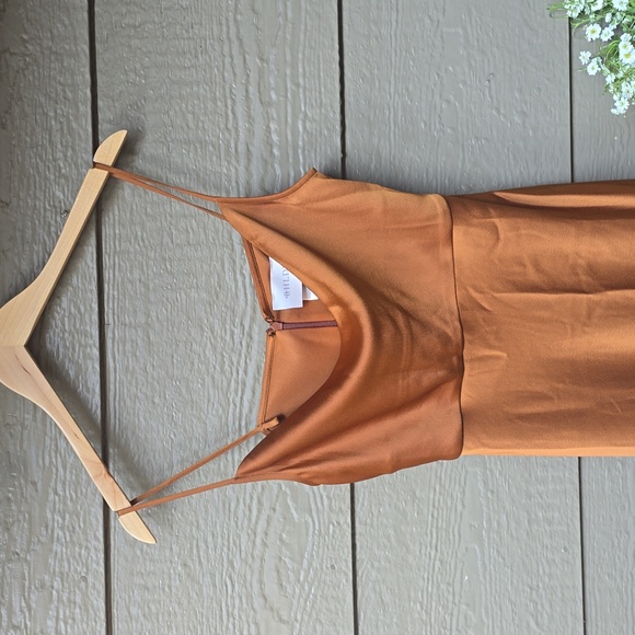BHLDN bronze satin maxi dress 6 NWT - Picture 3 of 8